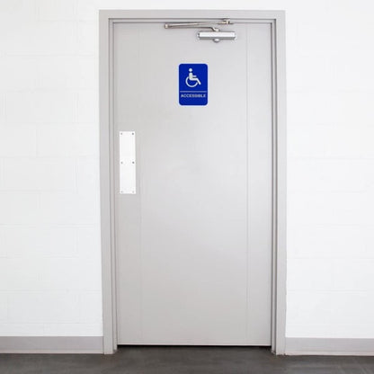 6" x 9" Wheelchair Accessible Restroom Sign with Braille Easy Peel Self-Adhesive White on Blue Color Set of 2- Waterproof Self Adhesive Store Signs Indoor/Outdoor Warning Marker Home Business Use