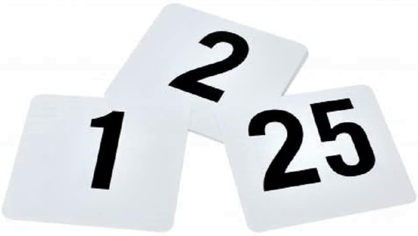 Plastic Table Numbers 4" x 4" Black on White Color Double Sided- Plastic Restaurant Wedding Table Number Cards Signs for Party Banquets Wedding Reception and Restaurants