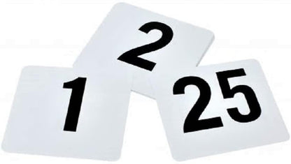 Plastic Table Numbers 4" x 4" Black on White Color Double Sided- Plastic Restaurant Wedding Table Number Cards Signs for Party Banquets Wedding Reception and Restaurants