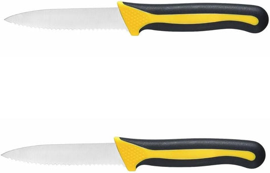 Blade Serrated Paring Knife German Steel with Soft-Grip Handles Set of 2- Fruit Knifes Razor Sharp Pairing Knives Kitchen Knives for Fruits Vegetables Home Kitchen Restaurants