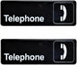 9" x 3" Telephone Sign with Easy Peel Self-Adhesive White on Black Color Set of 2- Door Sign Waterproof Self Adhesive Store Signs Indoor/Outdoor Warning Marker Home Business Use