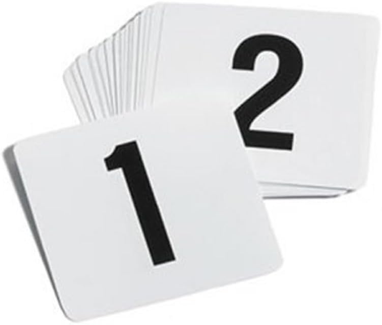 Plastic Table Numbers 4" x 4" Black on White Color Double Sided- Plastic Restaurant Wedding Table Number Cards Signs for Party Banquets Wedding Reception and Restaurants
