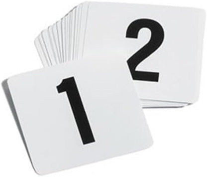 Plastic Table Numbers 4" x 4" Black on White Color Double Sided- Plastic Restaurant Wedding Table Number Cards Signs for Party Banquets Wedding Reception and Restaurants