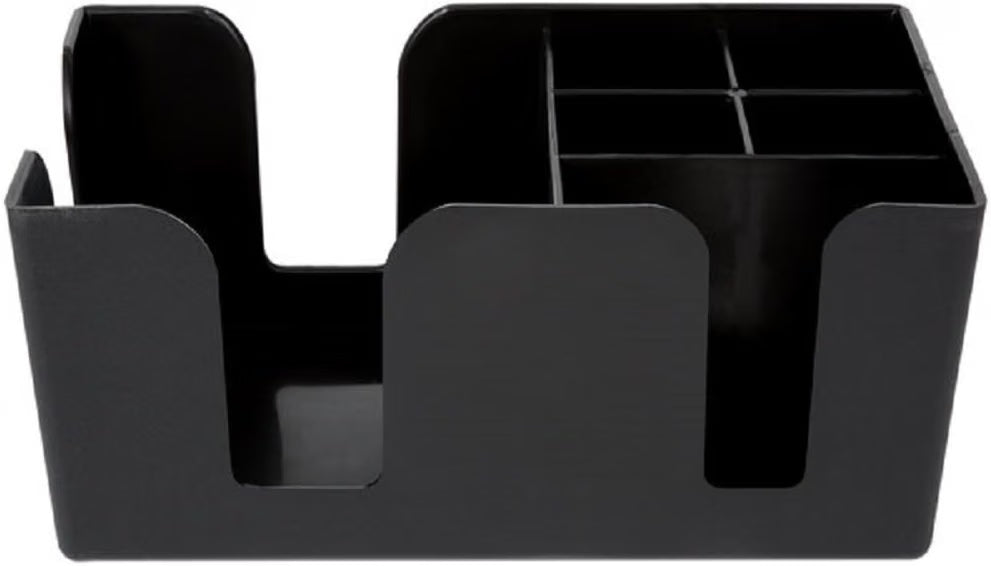 6 Compartment Bar Caddy 9-1/2" x 5-3/4" x 4-1/8" Black Color - Condiment Dispenser Countertop Organizer Condiment Supplies Holder for Home Work Restaurant