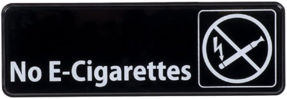 9" x 3" No E-Cigarettes Sign with Easy Peel Self-Adhesive White on Black Color Set of 2- Door Sign Waterproof Self Adhesive Store Signs Indoor/Outdoor Warning Marker Home Business Use