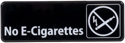 9" x 3" No E-Cigarettes Sign with Easy Peel Self-Adhesive White on Black Color Set of 2- Door Sign Waterproof Self Adhesive Store Signs Indoor/Outdoor Warning Marker Home Business Use