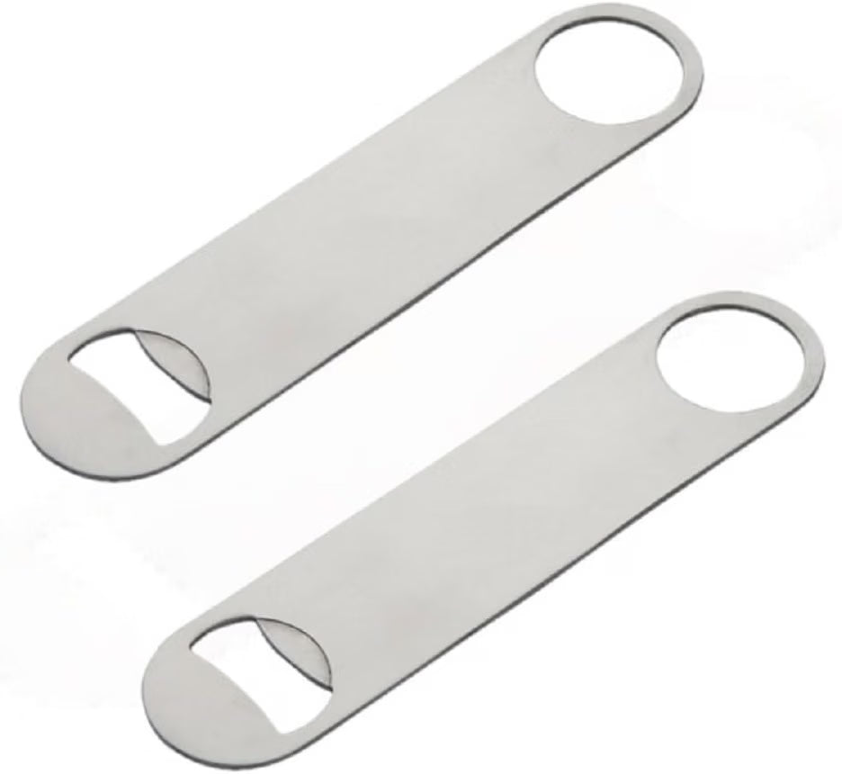 7" x 2" Heavy Duty Flat Bottle Opener Stainless Steel Set of 2 - Beer Openers Beverage Bottle Opener Beer Bottle Opener Pop Can Soda Can Opener for Kitchen Bar or Restaurant