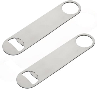 7" x 2" Heavy Duty Flat Bottle Opener Stainless Steel Set of 2 - Beer Openers Beverage Bottle Opener Beer Bottle Opener Pop Can Soda Can Opener for Kitchen Bar or Restaurant