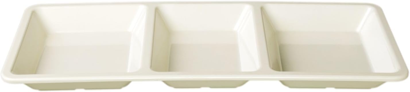 28 oz Rectangular 3-Section Tray Passion Melamine - Dishwasher Safe Serving Bowl Dipping Sauce Dishes Sauce Bowls for Dips Chips Veggies Fruits Home Restaurants