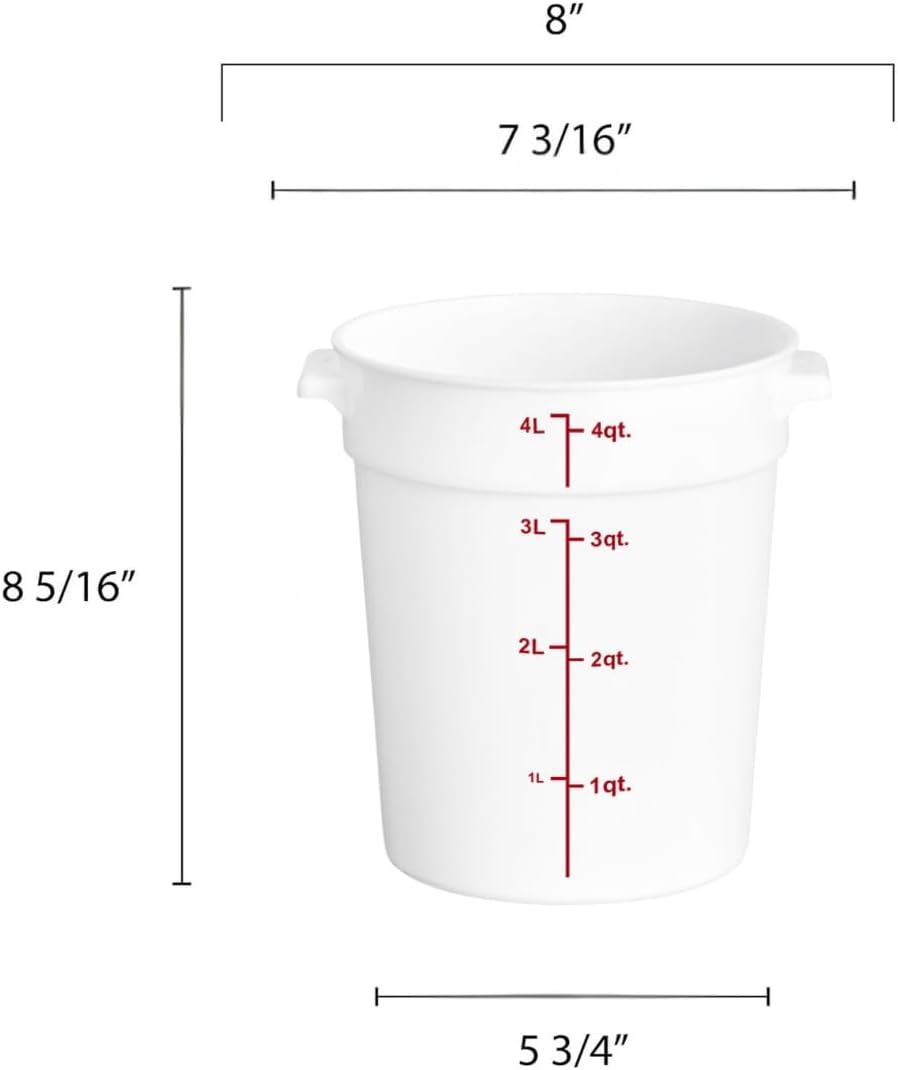 Round Food Storage Container Polypropylene - Commercial Food Storage Containers Meal Prep Containers Reusable Food Containers for Pantry Kitchen Storage Organization