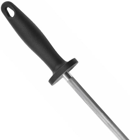 Diamond Steel Sharpener with Black Handle- Knife Sharpener Rod Sharpening Rod Kitchen Knives Sharpener for Home Kitchen Restaurant Hunting