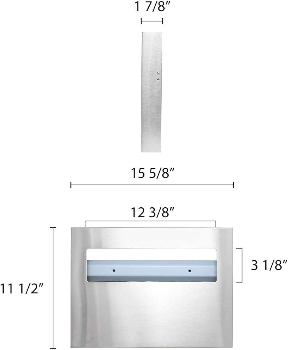 15-5/8" x 11-1/2" x 2" Stainless Steel Toilet Seat Cover Dispenser Fits 500 Sheets - Wall Mounted Toilet Seat Cover Holder for Commercial Office Restaurants Hospitals Schools