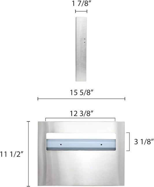 15-5/8" x 11-1/2" x 2" Stainless Steel Toilet Seat Cover Dispenser Fits 500 Sheets - Wall Mounted Toilet Seat Cover Holder for Commercial Office Restaurants Hospitals Schools