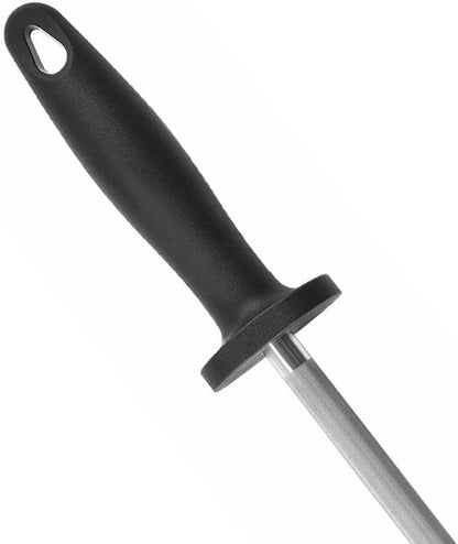 Diamond Steel Sharpener with Black Handle- Knife Sharpener Rod Sharpening Rod Kitchen Knives Sharpener for Home Kitchen Restaurant Hunting