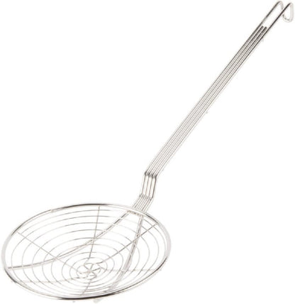 Round Spiral Wire Skimmer with 13" Handle Length Nickel Plated- Kitchen Utensil Food Strainer Skimmer Spoon for Cooking Sieve Sifters Rice Quinoa Pasta Fruits Vegetables etc.