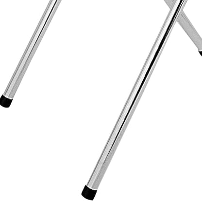 Folding Serving Tray Stand Chrome Plated Iron with Black Nylon Straps - Use at Home Hotels and Restaurants