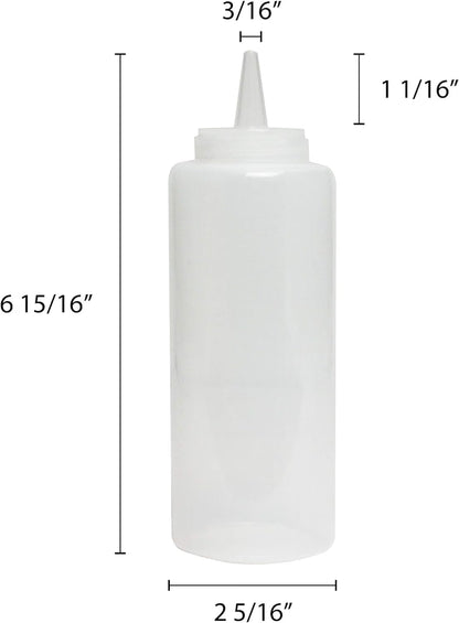 Set of 12 Squeeze Condiment Dispensing Bottles 8 oz - Plastic Squeeze Bottle For Sauces Spreads Ketchup Mustard Mayo Hot sauces and Olive oil