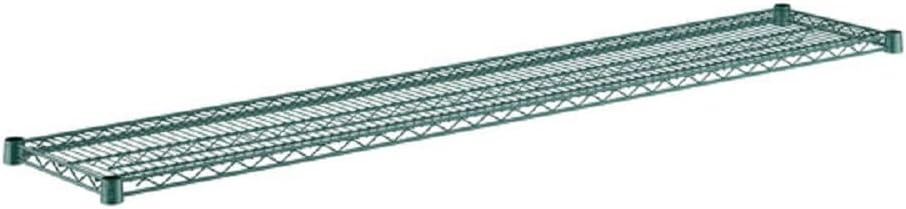 Green Epoxy Coated Iron Wire Shelf Set of 2 with 8 Set of Sleeve Clips- Commercial Shelves Wall Mounted Metal Shelving for Restaurant Bar Utility Room Kitchen and Garage