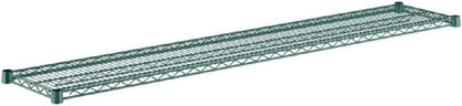 Green Epoxy Coated Iron Wire Shelf Set of 2 with 8 Set of Sleeve Clips- Commercial Shelves Wall Mounted Metal Shelving for Restaurant Bar Utility Room Kitchen and Garage