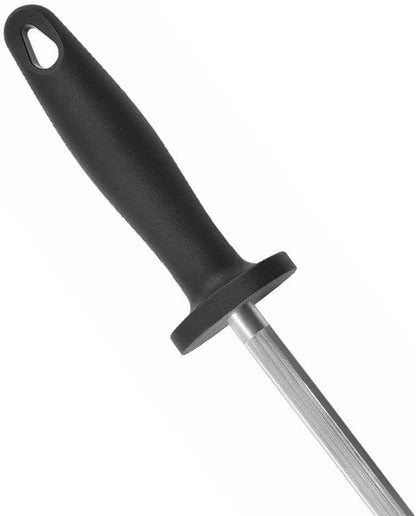 Diamond Steel Sharpener with Black Handle- Knife Sharpener Rod Sharpening Rod Kitchen Knives Sharpener for Home Kitchen Restaurant Hunting