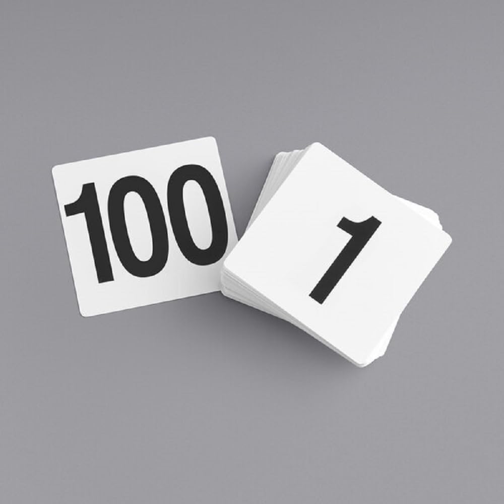 Plastic Table Numbers 4" x 4" Black on White Color Double Sided- Plastic Restaurant Wedding Table Number Cards Signs for Party Banquets Wedding Reception and Restaurants