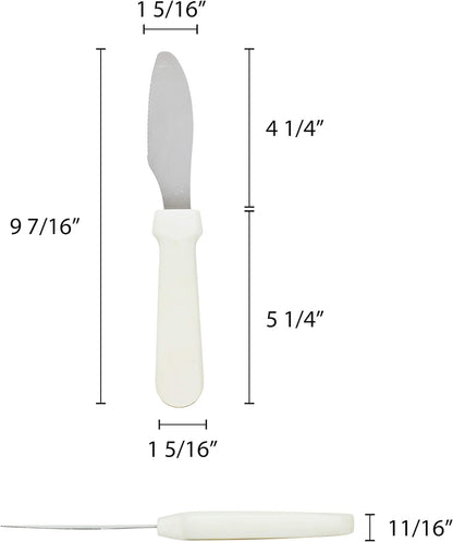9-1/2" Sandwich Spreader Stainless Steel with White Plastic Handle Set of 2- Kitchen Tools Butter Spreader Sandwich Cream Cheese Condiment Knives for Appetizer Condiments