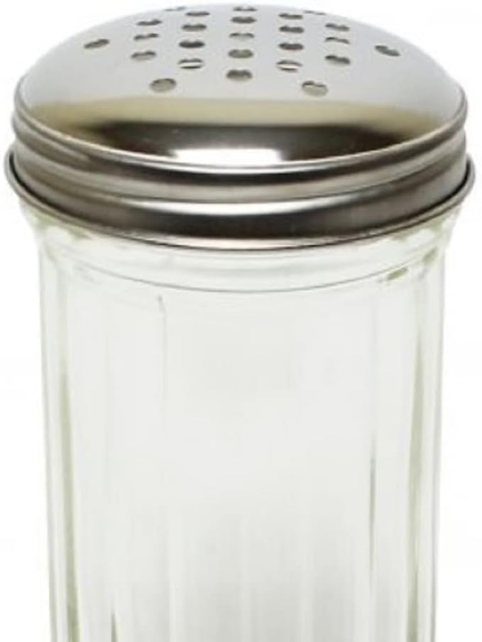 12 oz. Sugar Cheese Shaker Pourer with Stainless Steel  Set of 12- Paneled design Sugar Cinnamon Sugar Pepper Powder Cocoa Shaker for Kitchen and Restaurants