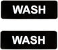 9" x 3" Wash Sign with Easy Peel Self-Adhesive White on Black Color Set of 2- Door Sign Waterproof Self Adhesive Store Signs Indoor/Outdoor Warning Marker Home Business Use