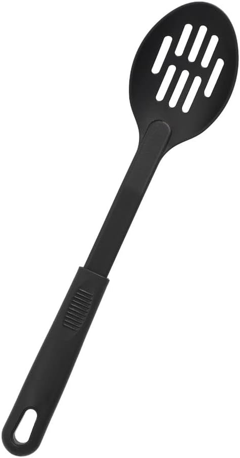 11-1/2” Slotted Spoon High-Heat Nylon & Polypropylene Handle Black Color- Kitchen Cooking Spoons Serving Spoons Heat Resistant up to 410°F Kitchen Spoons for Mixing Serving Stirring