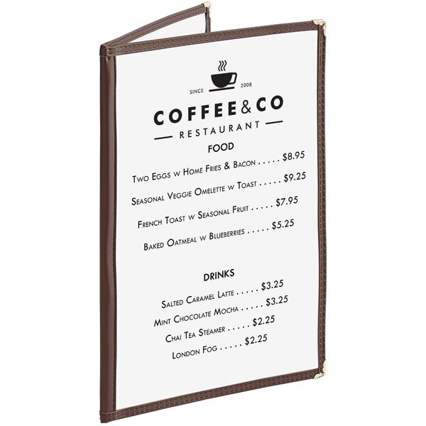 8-1/2” x 11” Double Fold Restaurant Menu Covers 2 Page 4 View Set of 10- Crystal Clear Menu Covers Fits A4 Size Paper Menu Sleeve Folder Menu Book Holders for Bar Cafe Restaurant