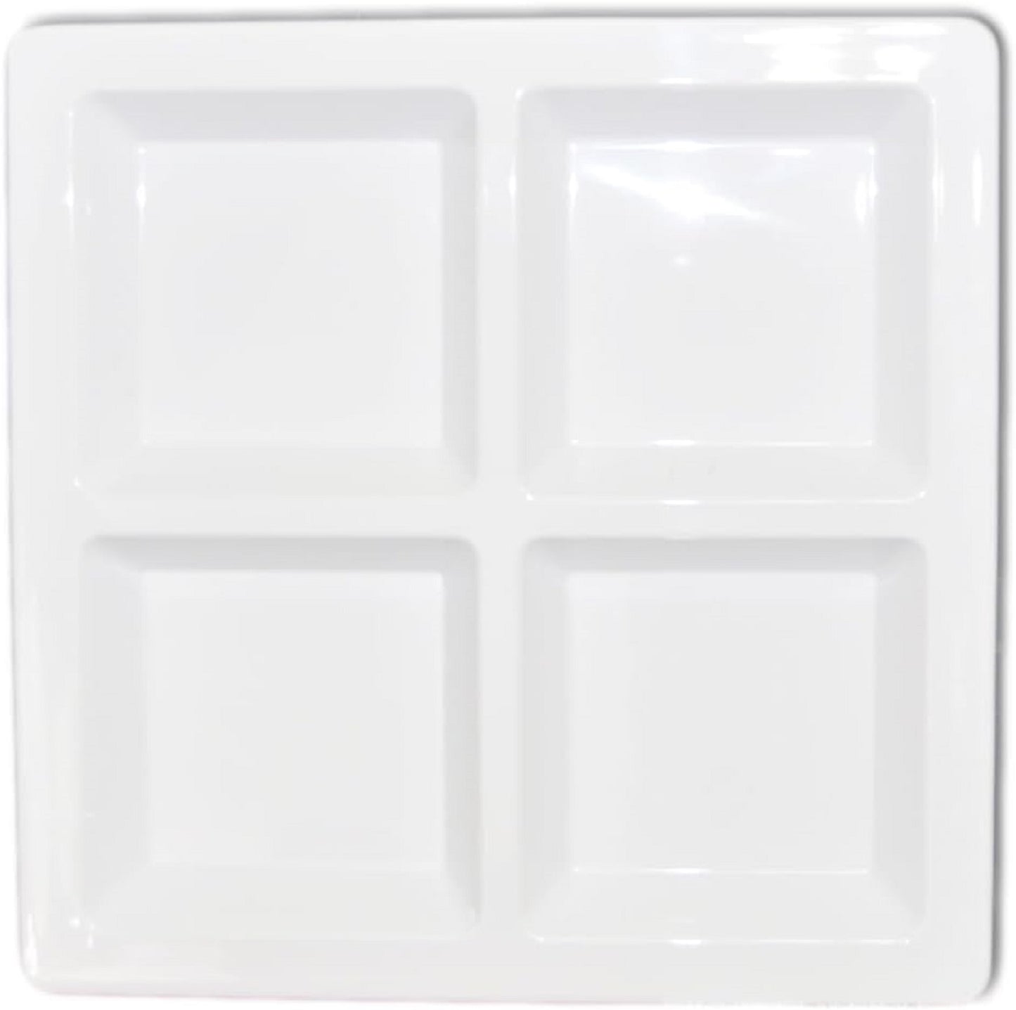 60 oz Rectangular 4-Section Tray Passion Melamine - Dishwasher Safe Serving Bowl Dipping Sauce Dishes Sauce Bowls for Dips Chips Veggies Fruits Home Restaurants