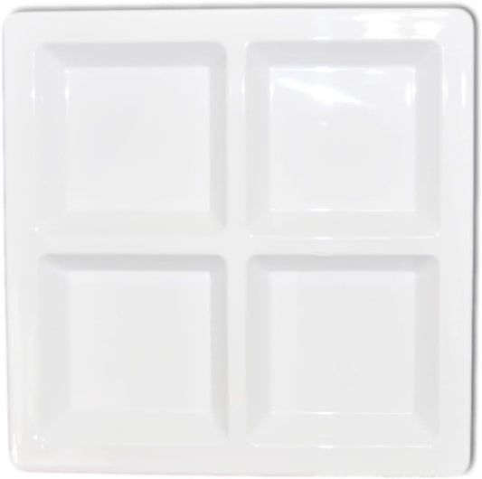 60 oz Rectangular 4-Section Tray Passion Melamine - Dishwasher Safe Serving Bowl Dipping Sauce Dishes Sauce Bowls for Dips Chips Veggies Fruits Home Restaurants