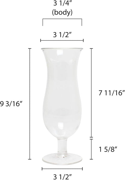 Hurricane Glass Polycarbonate Clear Color Comes in each- Beverage Stemmed Plastic Glass Cup Party Beverage Glass Barware Perfect for Juices Smoothies Pina Colada Cocktails