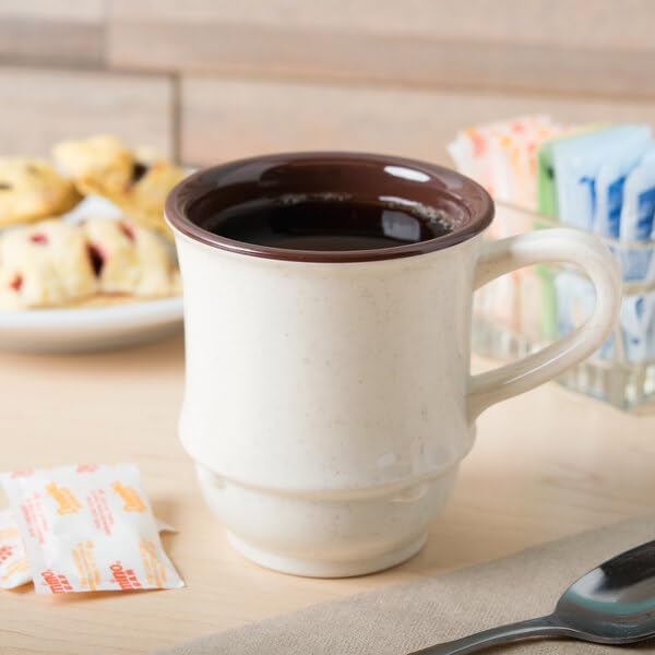 9 oz Arcadia Two-Tone Mug Round Base Melamine Set of 12- Dishwasher Safe Break-Resistant Coffee Cup Set Reusable Plastic Cup for Latte Cappuccino Cocoa Hot Tea Home Cafe Restaurants