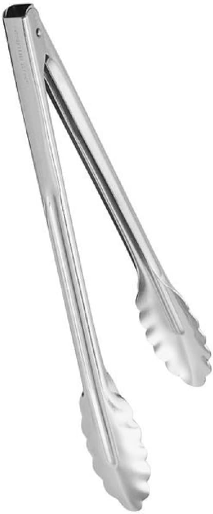 Stainless Steel Coiled Spring Utility Tong Extra Heavy Duty Set of 3- Kitchen Tongs Metal Food Tongs Premium Stainless Steel Tongs for Cooking Food Salad Grilling Barbecue BBQ Buffet