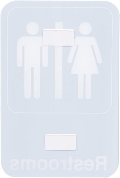 6" x 9" Restrooms Sign with Easy Peel Self-Adhesive White on Black Color Set of 2- Waterproof Self Adhesive Store Signs Indoor/Outdoor Warning Marker Home Business Use
