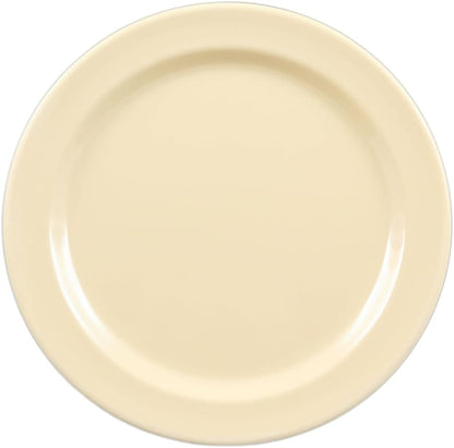 Round Plate Melamine Set of 12- Reusable Plates Kitchen Plates Dinnerware Serving Platter Dishes Dishwasher Safe Break-Resistant for Home Kitchen