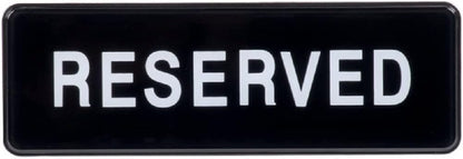 9" x 3" Reserved Sign with Easy Peel Self-Adhesive White on Black Color Set of 2- Door Sign Waterproof Self Adhesive Store Signs Indoor/Outdoor Warning Marker Home Business Use