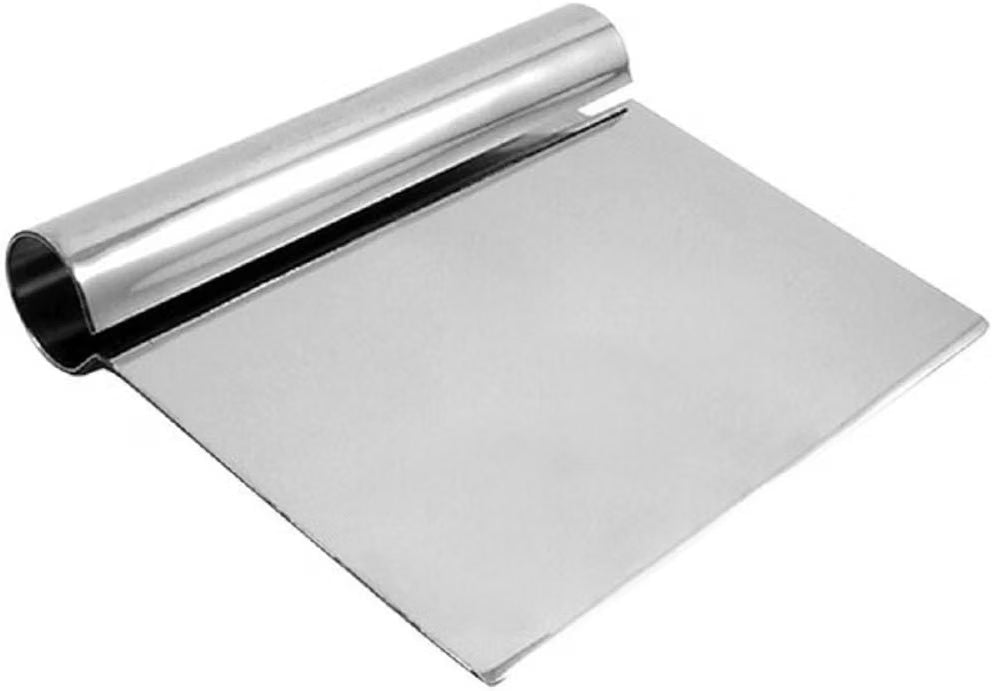5-1/4" x 4-1/4" Stainless Steel Dough Scraper with Rolled Steel Handle - Multipurpose Food Scrappers Dough Cutter for Bread Dough Cake Fondant Icing Baking Cooking