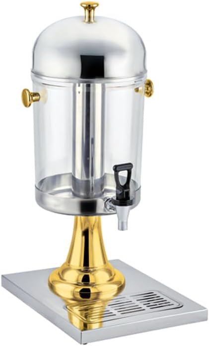2.2 Gallon Stainless Steel Beverage Dispenser with Gold Accented Knobs- Leak Proof Drink Dispenser for Lemonade Sangria Tea Water Drink BBQ Picnic Pool Party Events Home Parties