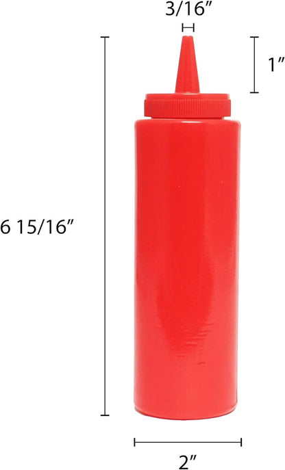 Set of 12 Squeeze Condiment Dispensing Bottles 8 oz - Plastic Squeeze Bottle For Sauces Spreads Ketchup Mustard Mayo Hot sauces and Olive oil