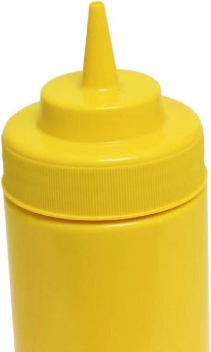 Set of 6 Squeeze Condiment Wide Mouth Dispensing Bottles - Plastic Squeeze Bottle for Sauces Spreads Ketchup Mustard Mayo Hot sauces and Olive oil