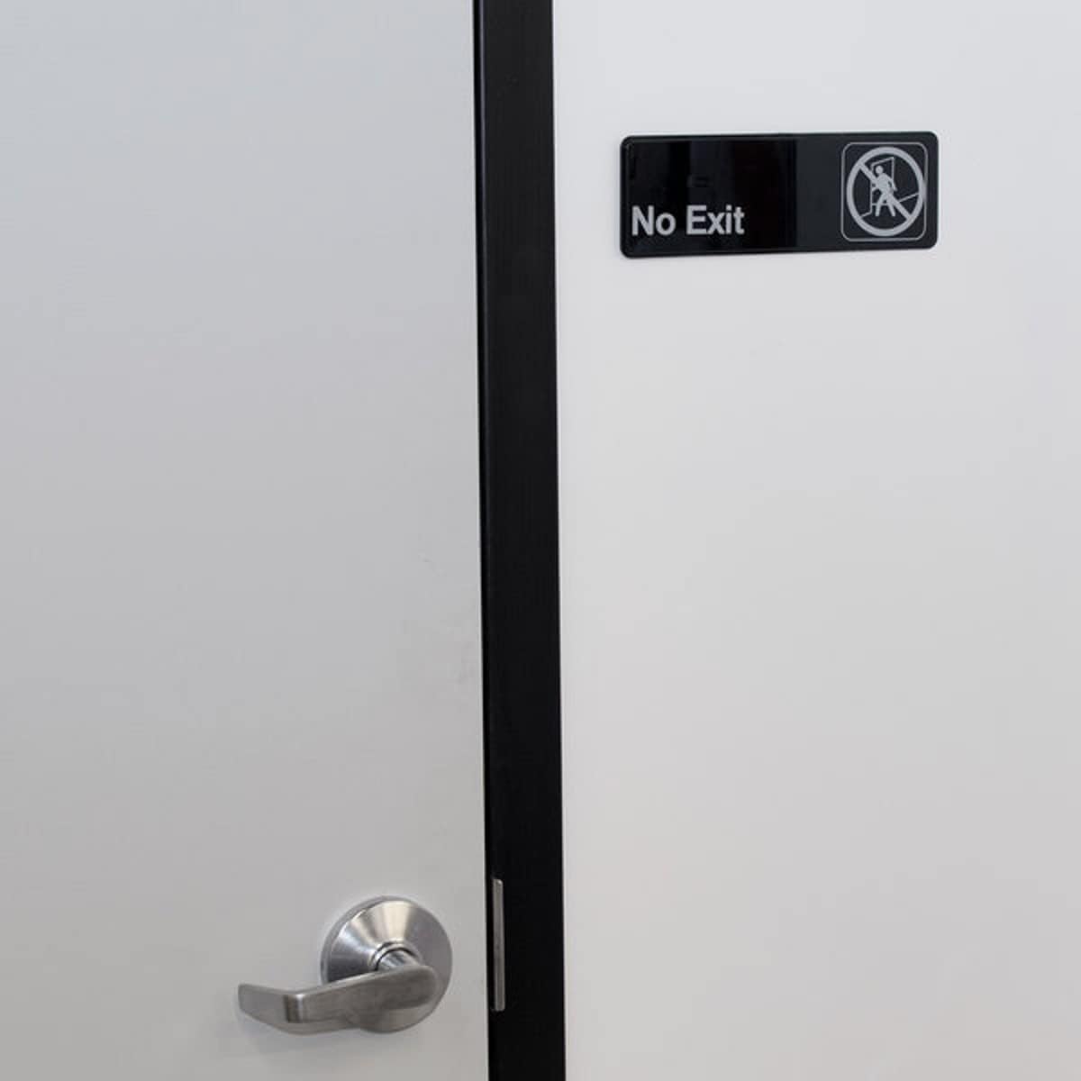 9" x 3" No Exit Sign with Easy Peel Self-Adhesive White on Black Color Set of 2- Door Sign Waterproof Self Adhesive Store Signs Indoor/Outdoor Warning Marker Home Business Use