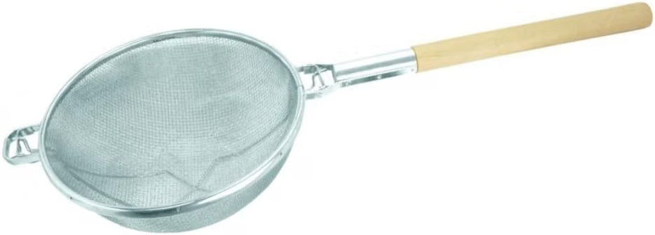 Reinforced Fine Double Mesh Strainer Nickel Plated Wire Frame & Support Handle Length- Kitchen Sieve Sifters Strainers for Sauces Gravies Tea Rice Oil Noodles and Fruits