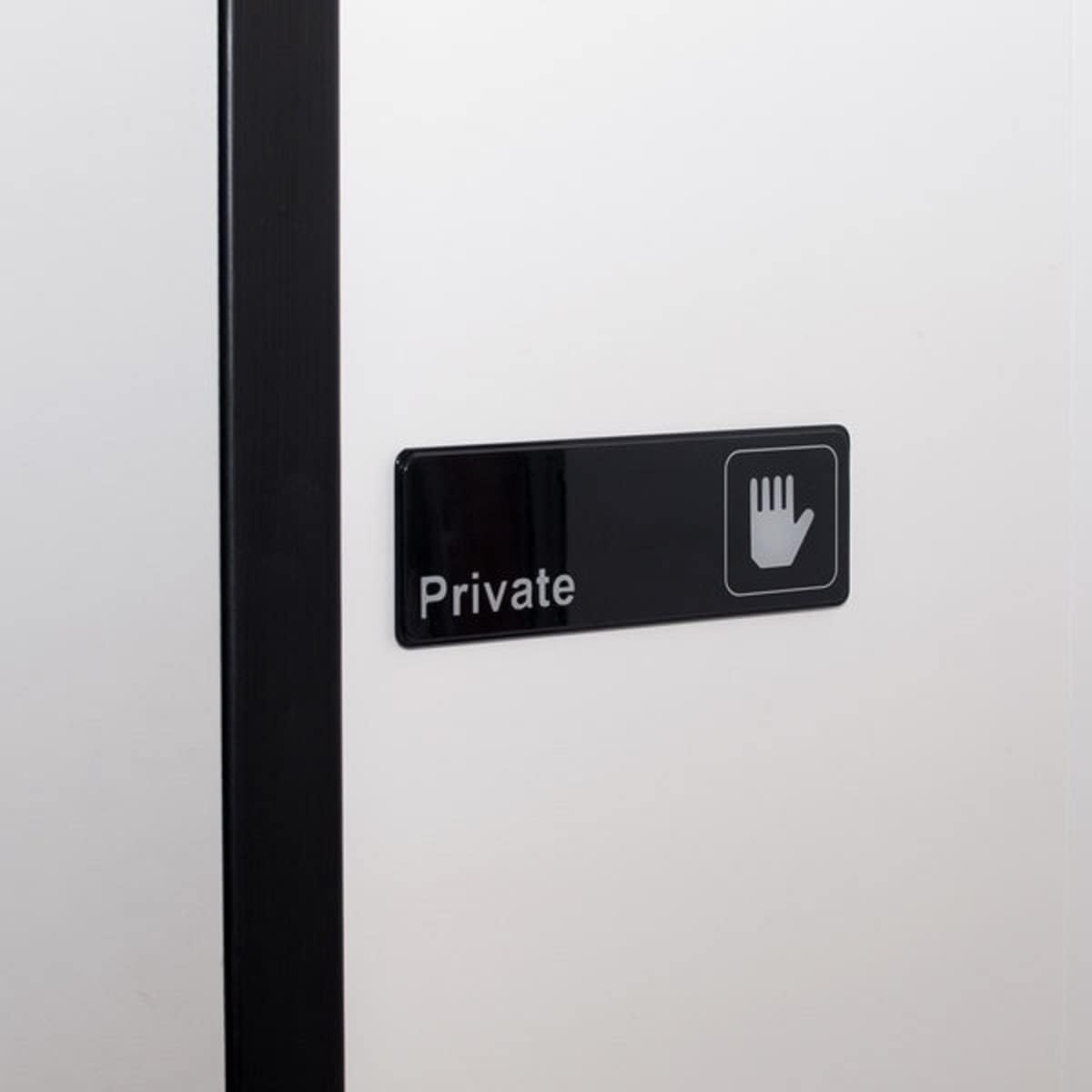 9" x 3" Private Sign with Easy Peel Self-Adhesive White on Black Color Set of 2- Door Sign Waterproof Self Adhesive Store Signs Indoor/Outdoor Warning Marker Home Business Use