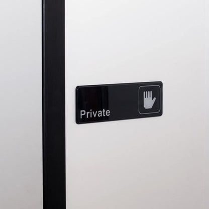 9" x 3" Private Sign with Easy Peel Self-Adhesive White on Black Color Set of 2- Door Sign Waterproof Self Adhesive Store Signs Indoor/Outdoor Warning Marker Home Business Use