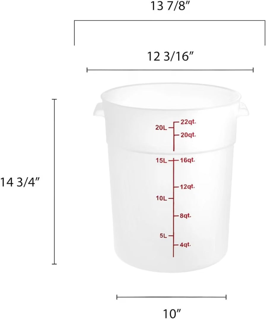 Round Food Storage Container Translucent Polypropylene- Commercial Food Storage Containers Meal Prep Containers Reusable Food Containers for Pantry Kitchen Storage Organization