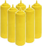 Set of 6 Squeeze Condiment Wide Mouth Dispensing Bottles - Plastic Squeeze Bottle for Sauces Spreads Ketchup Mustard Mayo Hot sauces and Olive oil