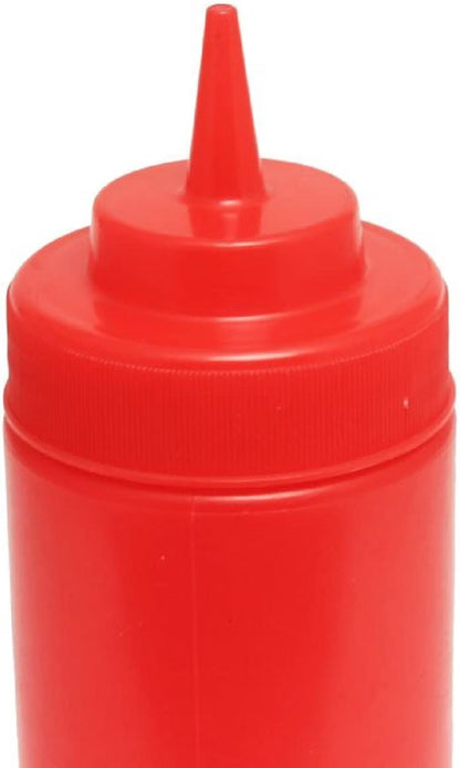 Set of 6 Squeeze Condiment Wide Mouth Dispensing Bottles - Plastic Squeeze Bottle for Sauces Spreads Ketchup Mustard Mayo Hot sauces and Olive oil