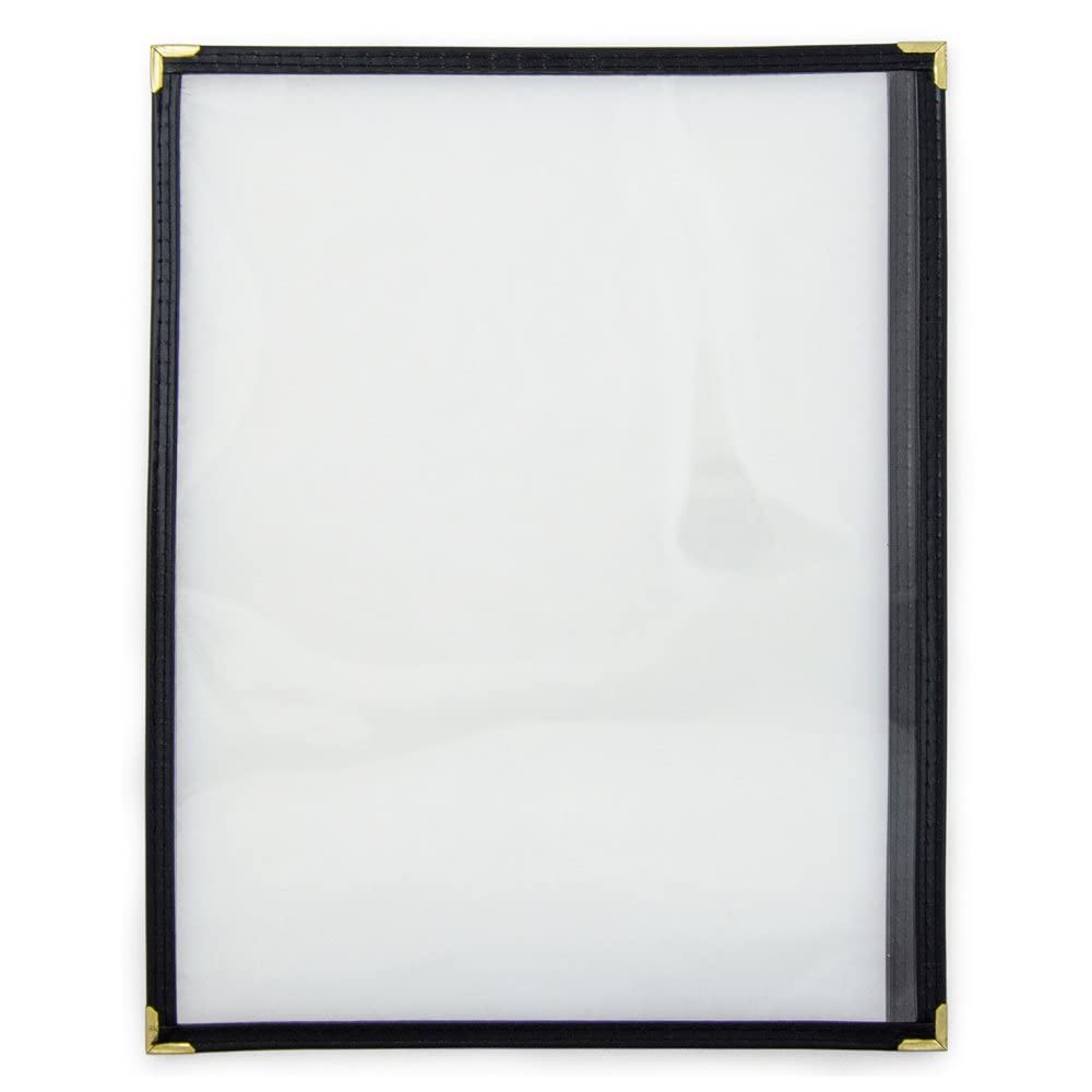 Set of 60 Black 8-1/2” x 11” Single Restaurant Menu Covers 1 Page 2 View Crystal Clear Menu Covers Fits A4 Size Paper Menu Sleeve Menu Folder Menu Book Holders for Bar Cafe Restaurant